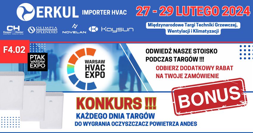 ERKUL – zaprasza na targi WARSAW HVAC - Ptak Expo / 27-29.02.2024