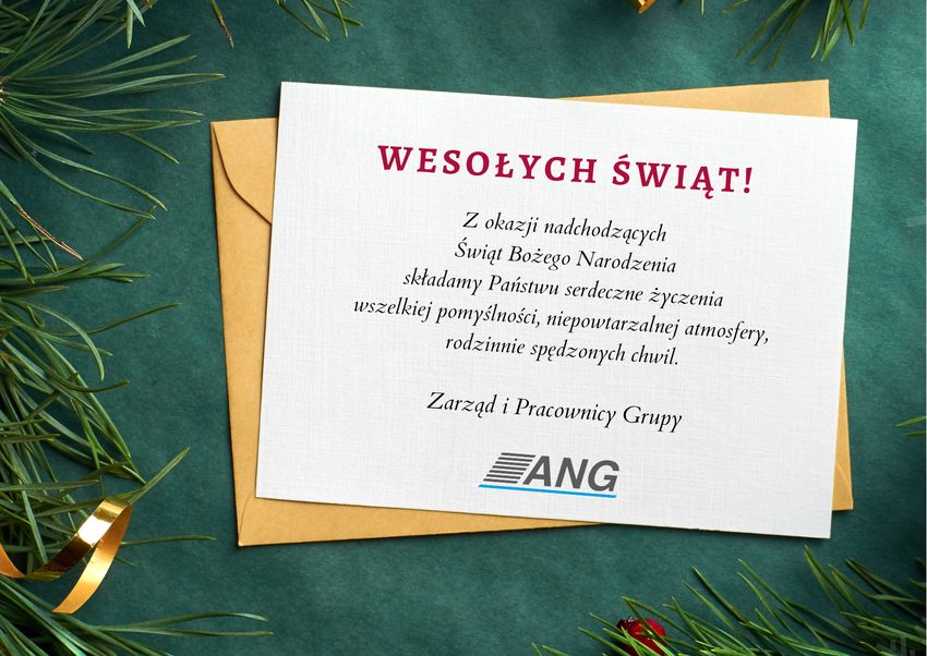Kartka świąteczna z życzeniami od Grupy ANG