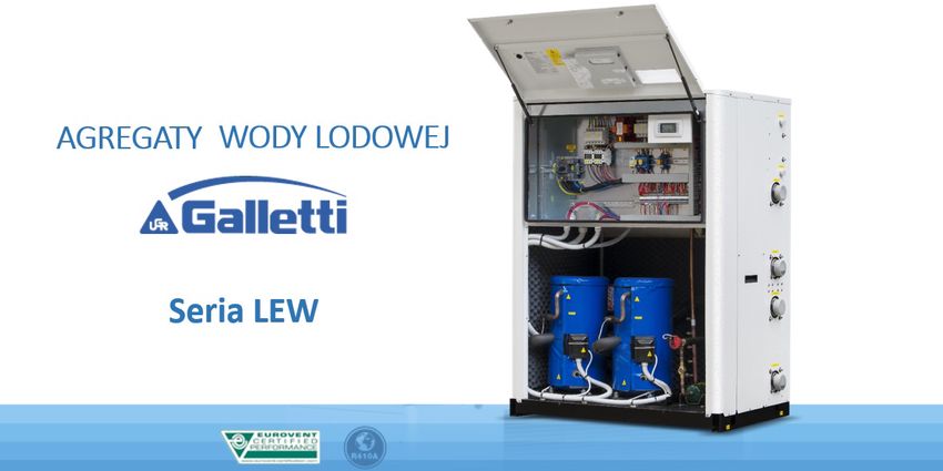 Agregaty i rewersyjne pompy ciepła chłodzone wodą Galletti seria LEW - charakterystyka