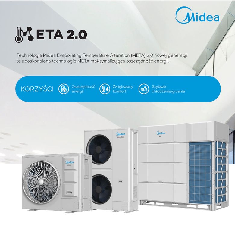 Technologia META 2.0 w systemie VRF Midea V8