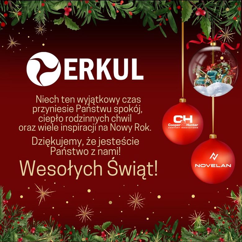Świąteczna kartka z życzeniami od firmy Erkul