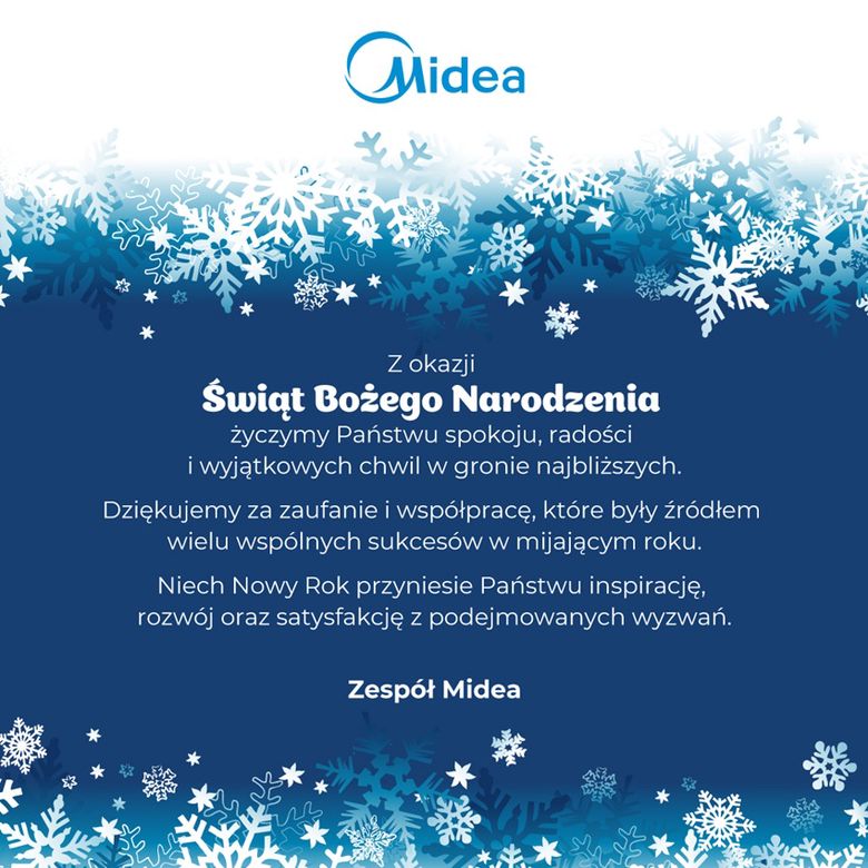 Świąteczna kartka z życzeniami od Midea