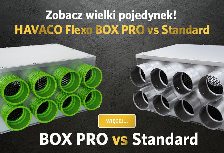 grafika z dwiema skrzynkami rodzielaczowymi HAVACO Flexo BOX PRO i Standard