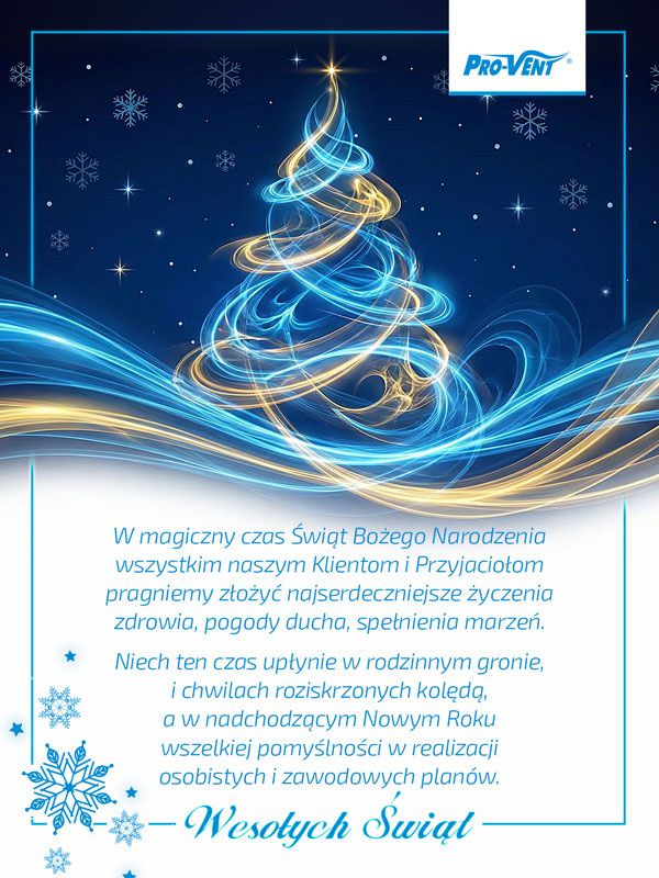 Świąteczna kartka z życzeniami od firmy Pro-Vent