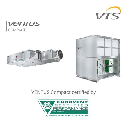 Centrale wentylacyjno-klimatyzacyjne VENTUS Compact z certyfikatem Eurovent