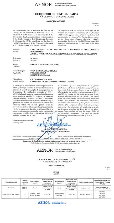 Certyfikat AENOR- j.hiszpański 