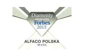 Diamenty miesięcznika FORBES 2015 dla firmy Alfaco Polska.