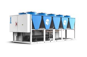 Agregat wody lodowej Kappa REV seria LGW ze sprężarkami śrubowymi pracujący z najnowszą generacją ekologicznego czynnika chłodniczego HFO typu R1234ze