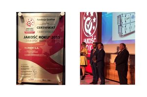 Jakość Roku 2015 dla Klimor w kategorii PRODUKT ROKU.