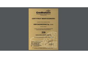 Certyfikat Wiarygodności dla VBW Engineering