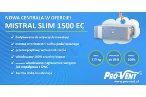 Nowość w ofercie Pro-Vent: Centrala MISTRAL SLIM 1500 EC!