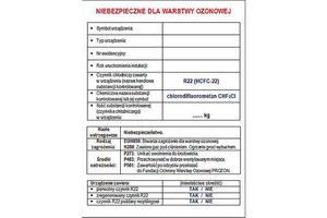 Wzór etykiety na urządzenia zawierające F-gazy