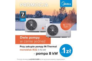 Promocja na pompy ciepła Midea M-Thermal monoblok R32 - dwie pompy w cenie jednej
