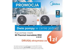 Promocja „Kup pompę ciepła M-Thermal monoblok R32 4-16 kW, drugą otrzymasz za 1 zł” - atrakcyjna oferta Midea dla branży HVAC